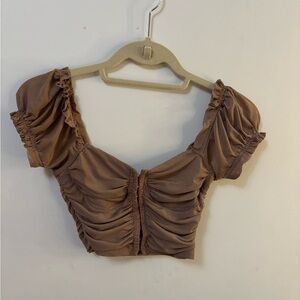 Forever 21 Brown Ruched Crop Top